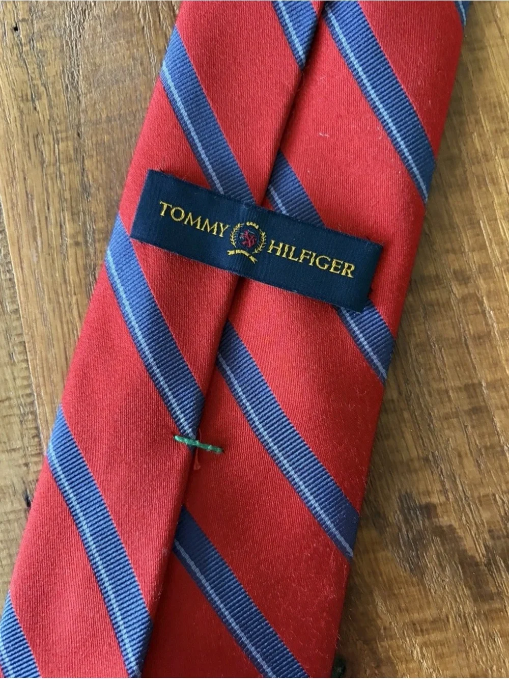 Tommy Hilfiger men's 100% silk tie red blue necktie business